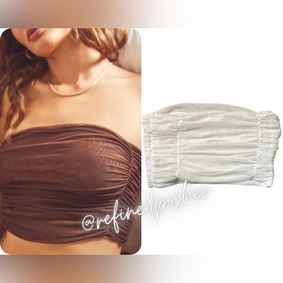 Free People Intimately Under it All Mesh Bandeau size Large Ivory NEW - Picture 1 of 4